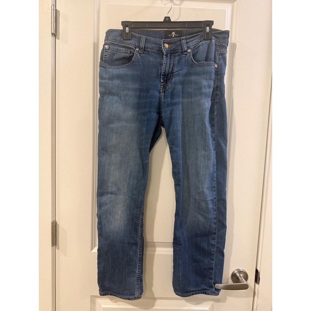 7 For All Mankind Slimmy Mens Jeans Size 32 Medium Wash Blue‎ Slim Fit Denim